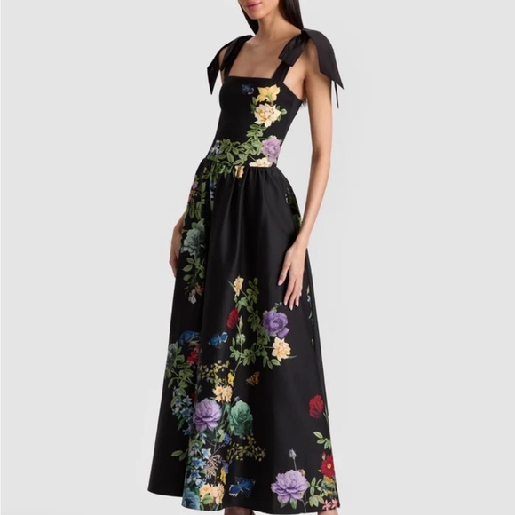 Alice + Olivia Black Floral Maxi Dress (the Oriana)